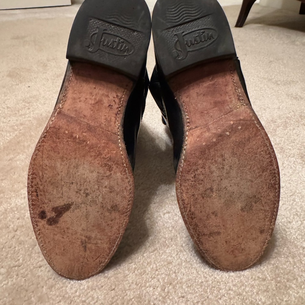 Vintage Black Leather Justin Roper Boots - Picture 4 of 5